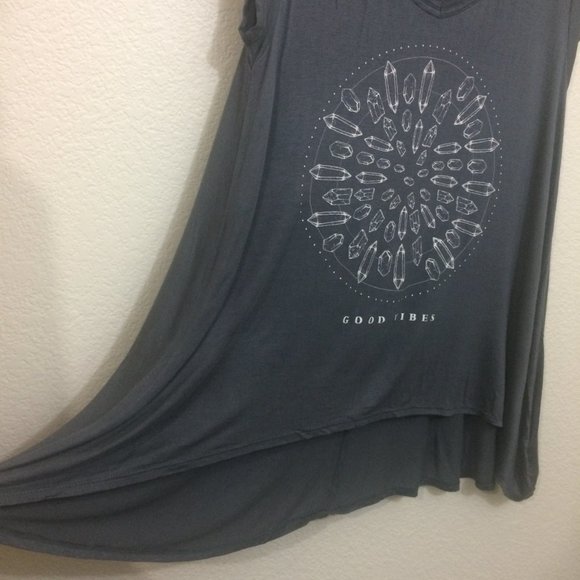 PST Good Vibes Oversized Gray Flowy T-Shirt NWOT - Picture 7 of 12